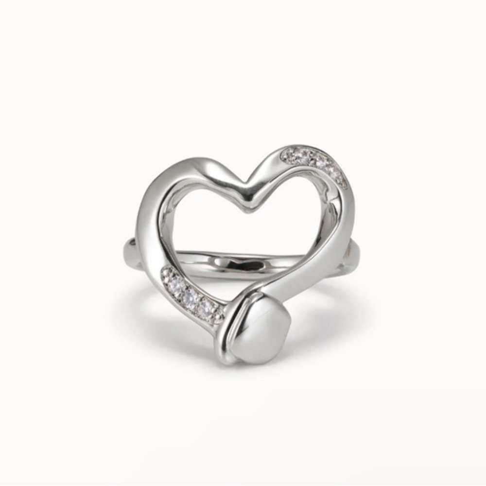 💍Uno de 50 Silver Heart Ring with Crystal Accents